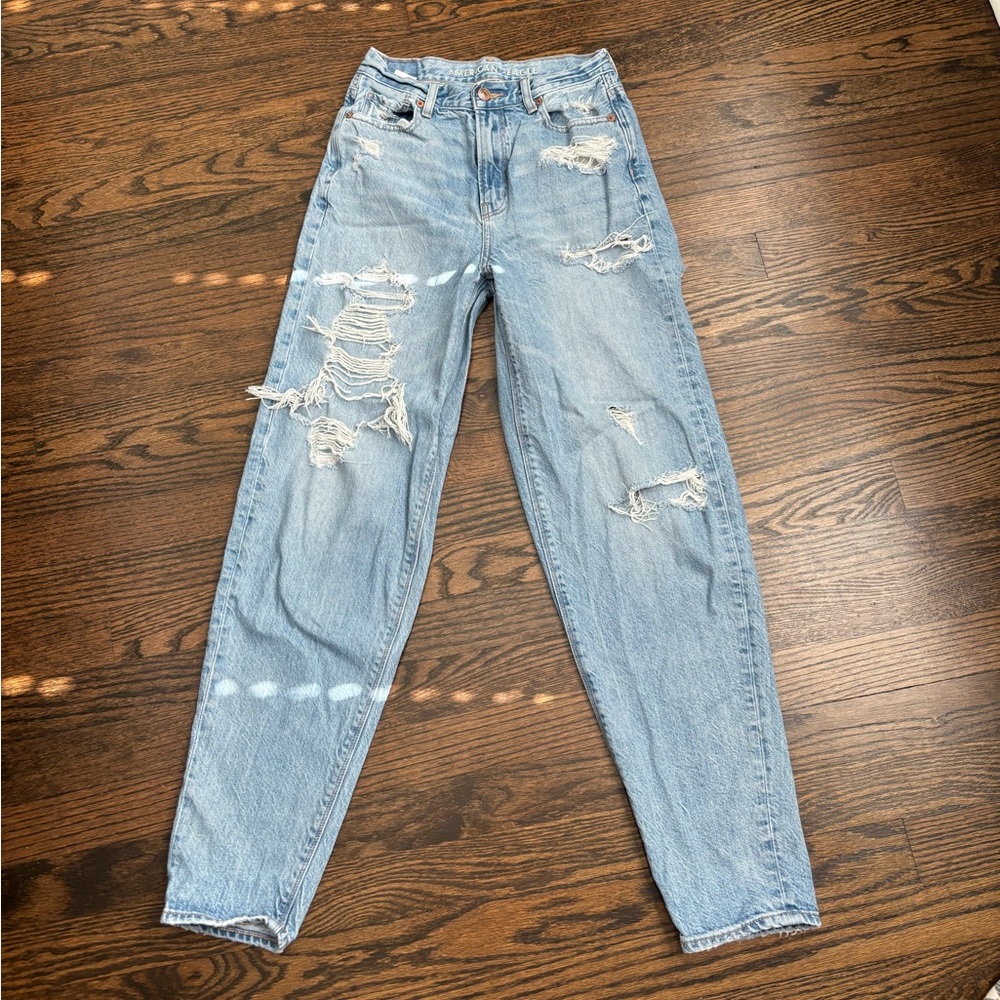 Women’s American Eagle Ripped Light Blue Jeans, 00 Long